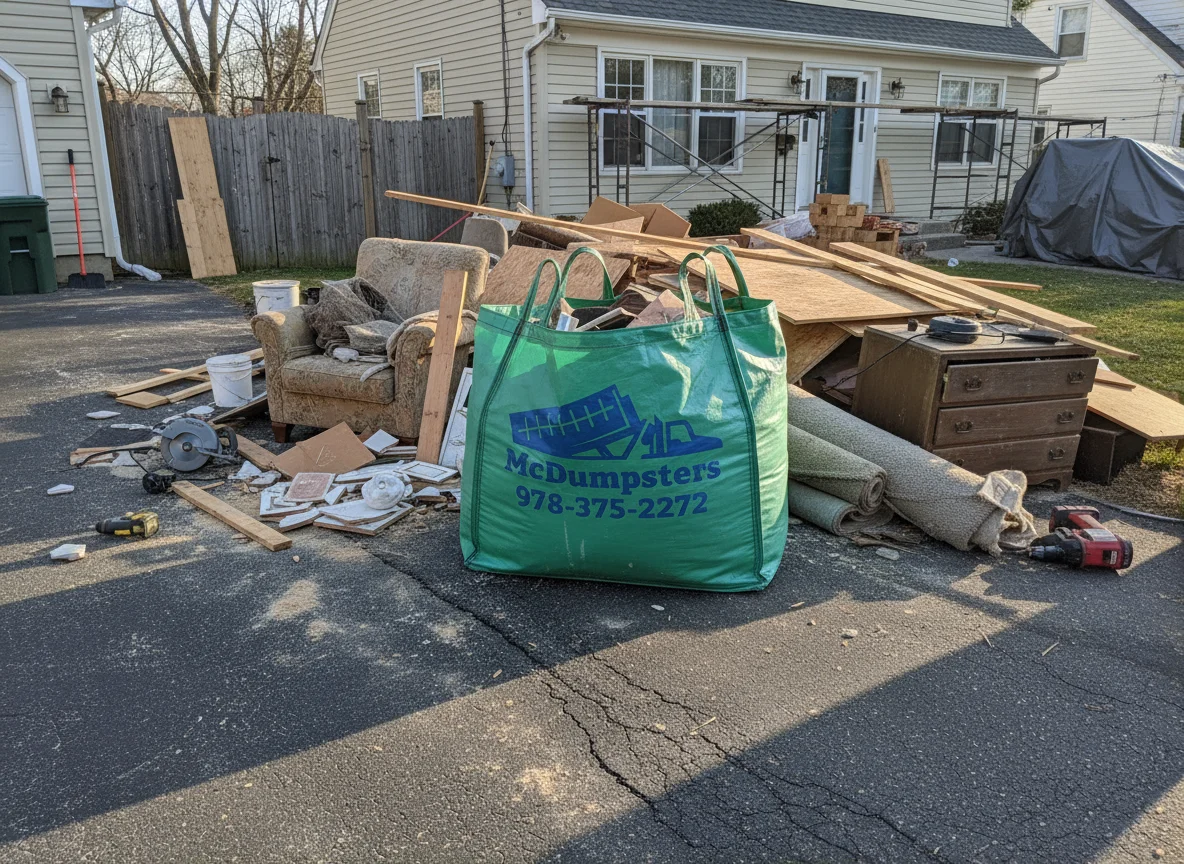 Residential dumpster rental job in Westford, MA